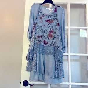 Beautiful two pieces, Vesna woman dress.  Blue and floral.